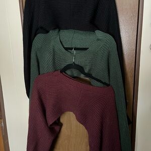 SHEIN Knit Sweater Trio - Black, Green, Burgundy shrugs